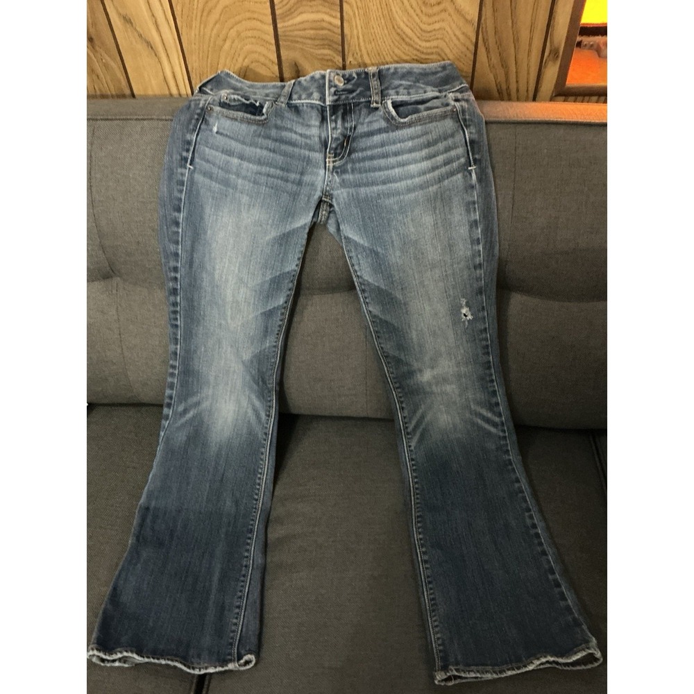 American Eagle Artist Jeans 2 Stretch Flare Medium Wash Distressed Boho Y2K